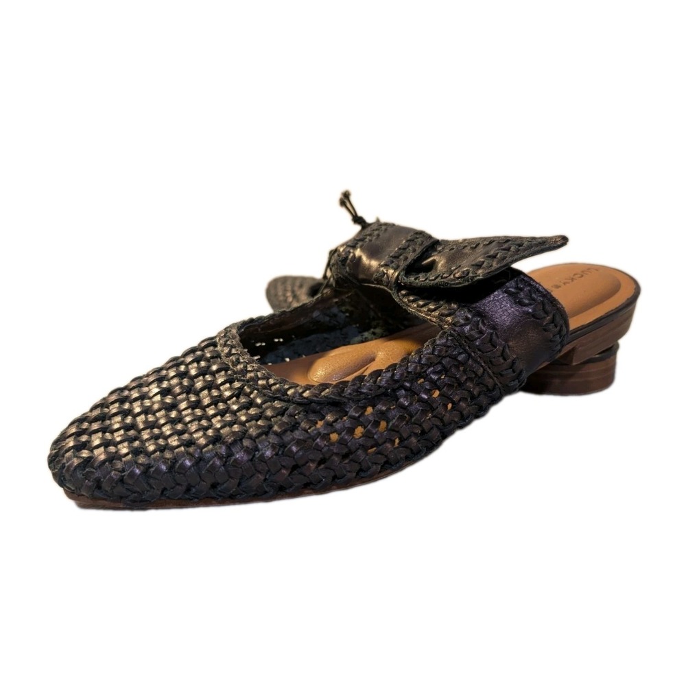 Lucky Brand Grenaldie Black Womens Leather Goth Grunge Pointed Toe Flats 8.5 NEW